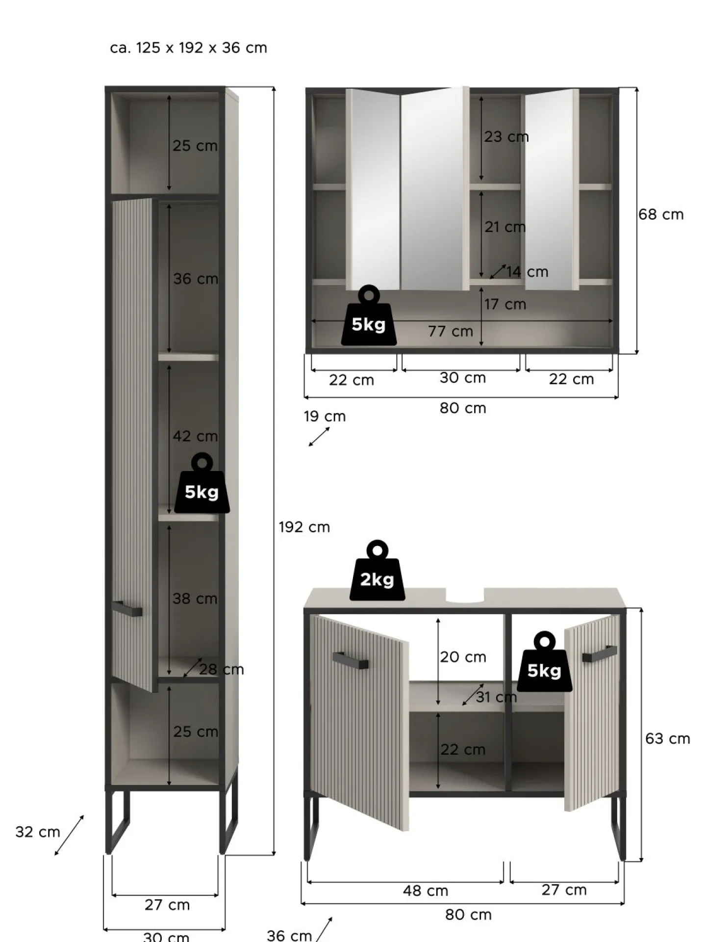 Xonox Badkombination 3-teilig BAGNO* Badmöbel-Sets