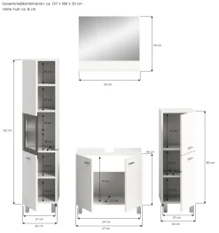 Xonox Badkombination 4-teilig SEBETA* Badmöbel-Sets
