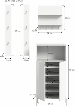 Xonox Garderobenkombination 4-teilig BODITE* Komplette Garderoben