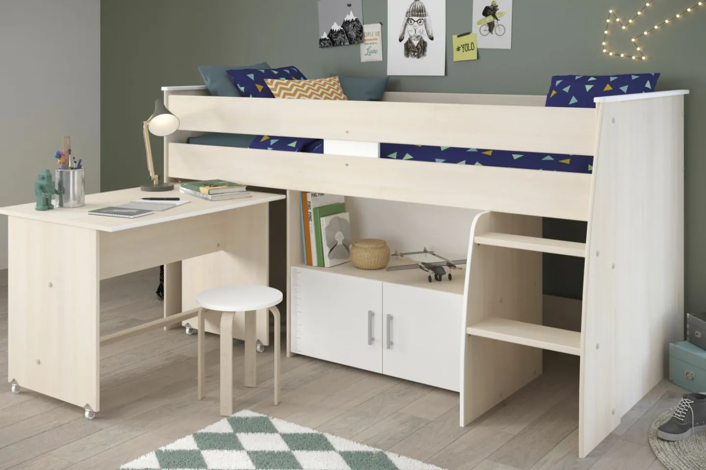 Parisot Hochbett CHARLY 4*Kinder Einzelbetten|Hochbetten