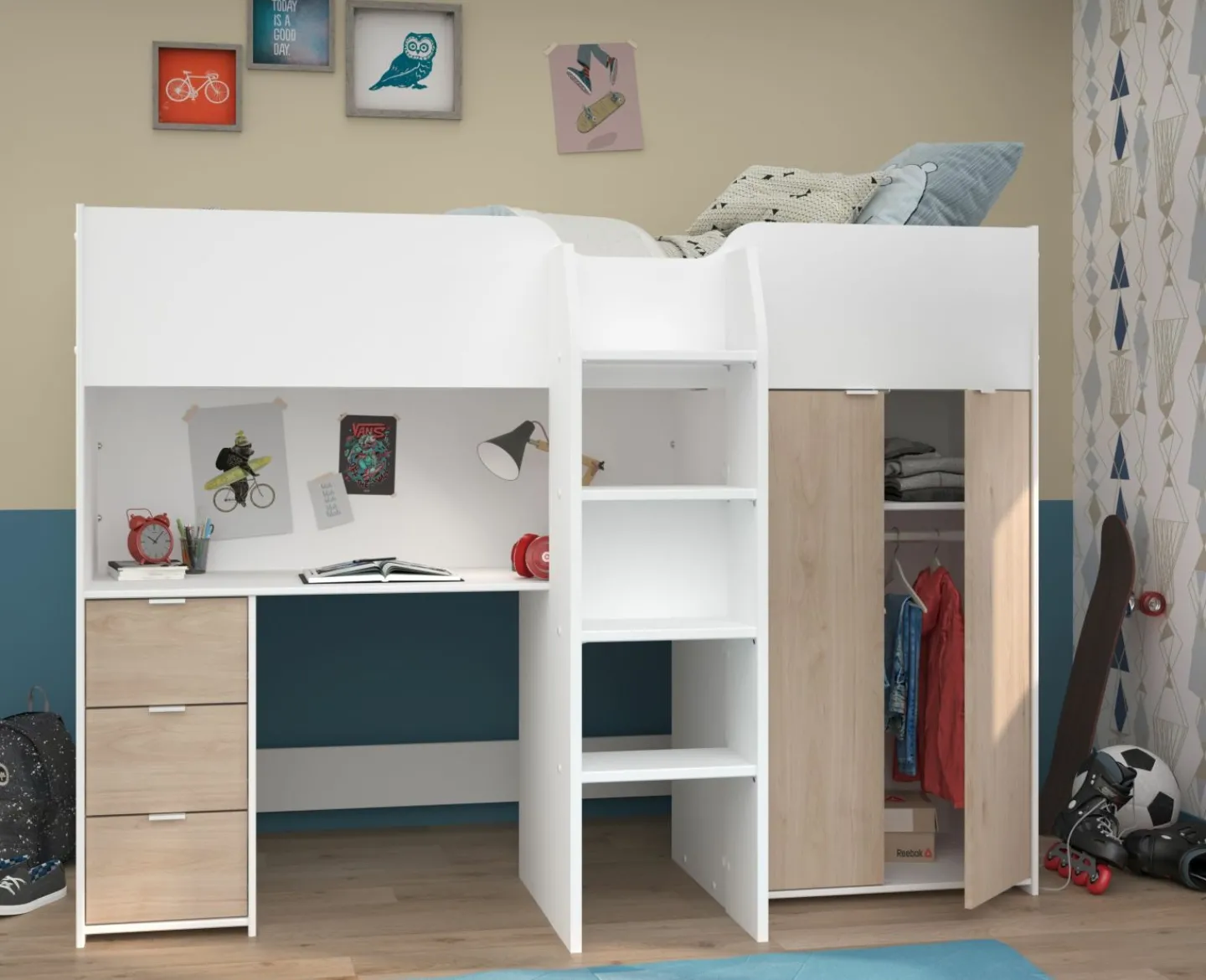 Parisot Hochbett TOM 1*Kinder Einzelbetten|Hochbetten