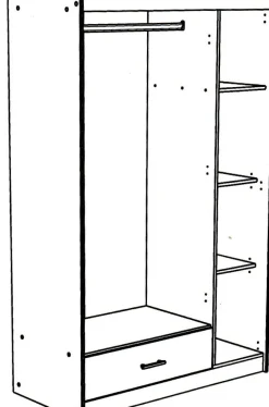 160-iger Stauraumbett mit Kleiderschrank, Schreibtisch und Kommode MOST 76