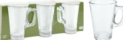 Koopman Kaffee/Teeglas mit Henkel 3tlg EH* Gläser, Becher & Karaffen