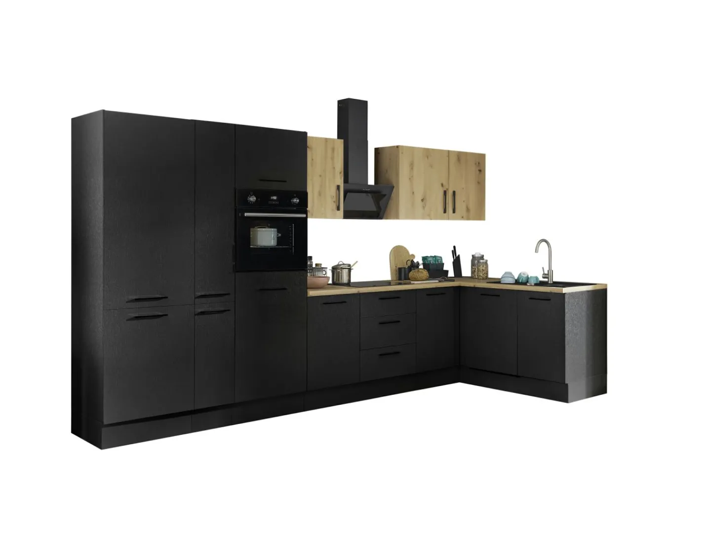Bega BBK Küchenblock mit E-Geräten CORNWALL (Ecke-Backofen-Geschirrspüler-Kühlschrank-Apotheker) IV* Küchenzeilen Mit Geräten