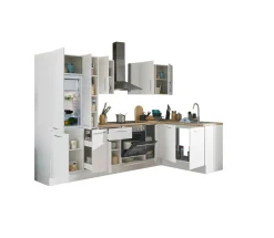 Küchenblock mit E-Geräten CORNWALL (Ecke-Kühlschrank-Apotheker) I