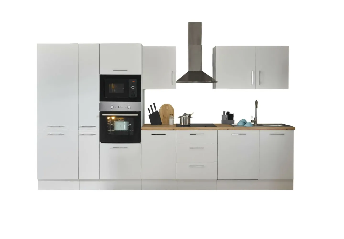Bega BBK Küchenblock mit E-Geräten CORNWALL (Zeile-Backofen-Geschirrspüler-Kühlschrank-Mikrowelle-Apotheker) I* Küchenzeilen Mit Geräten