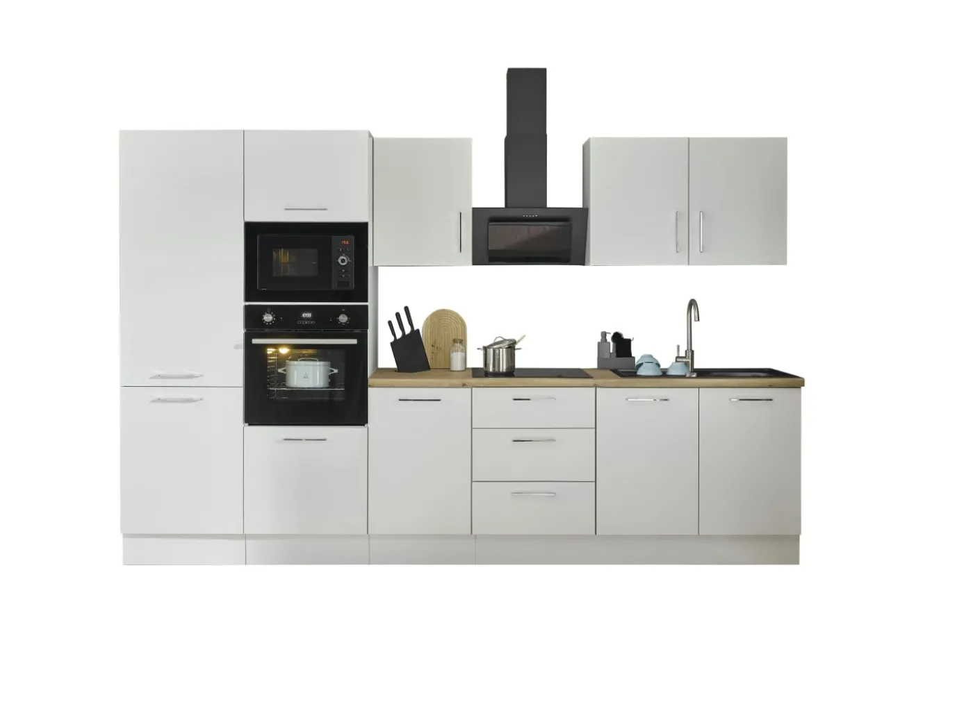 Küchenblock mit E-Geräten CORNWALL (Zeile-Backofen-Kühlschrank-Mikrowelle) II