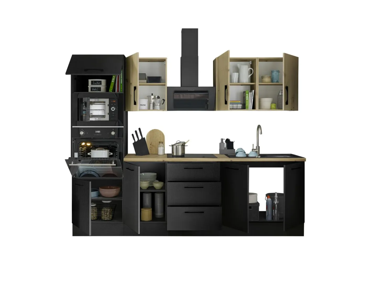 Bega BBK Küchenblock mit E-Geräten CORNWALL (Zeile-Backofen-Mikrowelle) VI* Küchenzeilen Mit Geräten