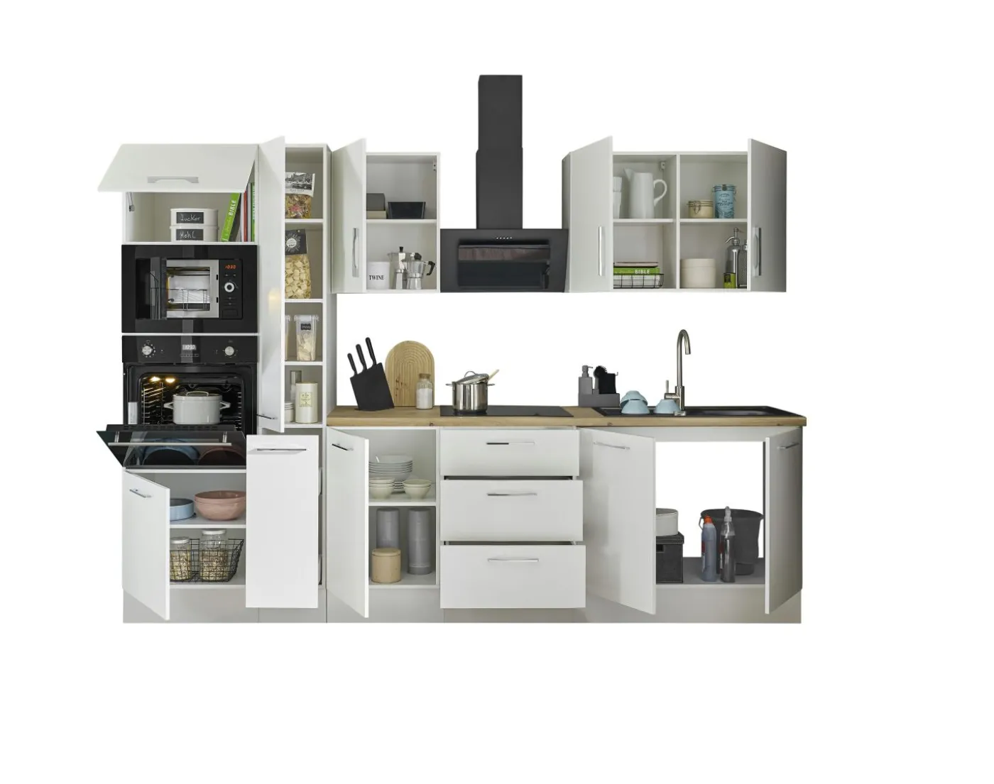 Küchenblock mit E-Geräten CORNWALL (Zeile-Backofen-Mikrowelle-Apotheker) II