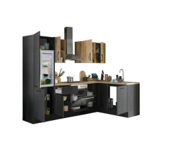 Küchenblock mit E-Geräten CORNWALL (Ecke-Kühlschrank) III