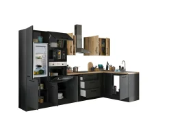 Bega BBK Küchenblock mit E-Geräten CORNWALL (Ecke-Backofen-Kühlschrank-Mikrowelle) III* Küchenzeilen Mit Geräten
