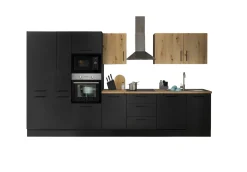 Küchenblock mit E-Geräten CORNWALL (Zeile-Backofen-Geschirrspüler-Kühlschrank-Mikrowelle-Apotheker) III