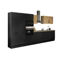 Küchenblock mit E-Geräten CORNWALL (Zeile-Backofen-Geschirrspüler-Kühlschrank-Mikrowelle-Apotheker) III