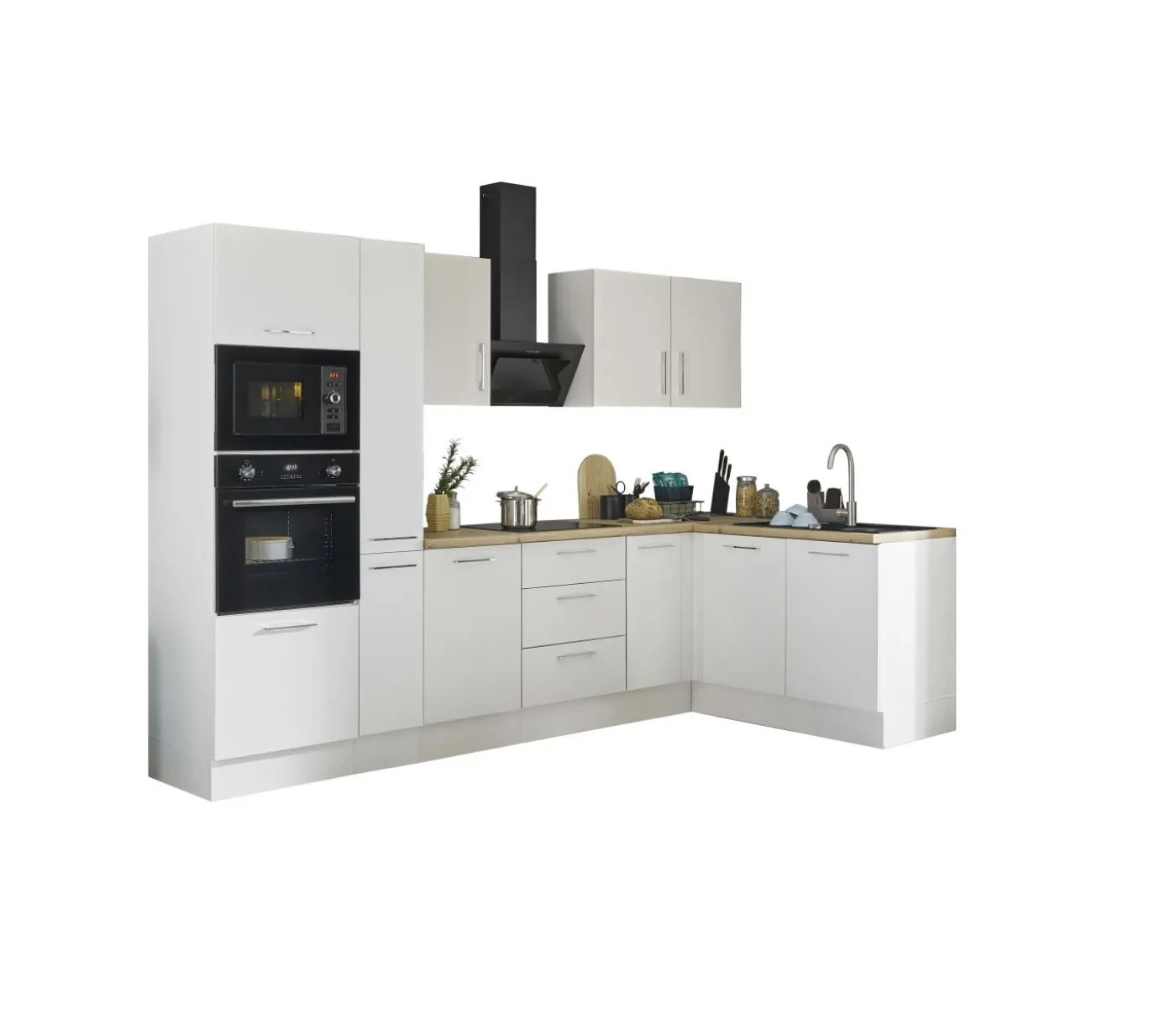 Küchenblock mit E-Geräten CORNWALL (Ecke-Backofen-Mikrowelle-Apotheker) II