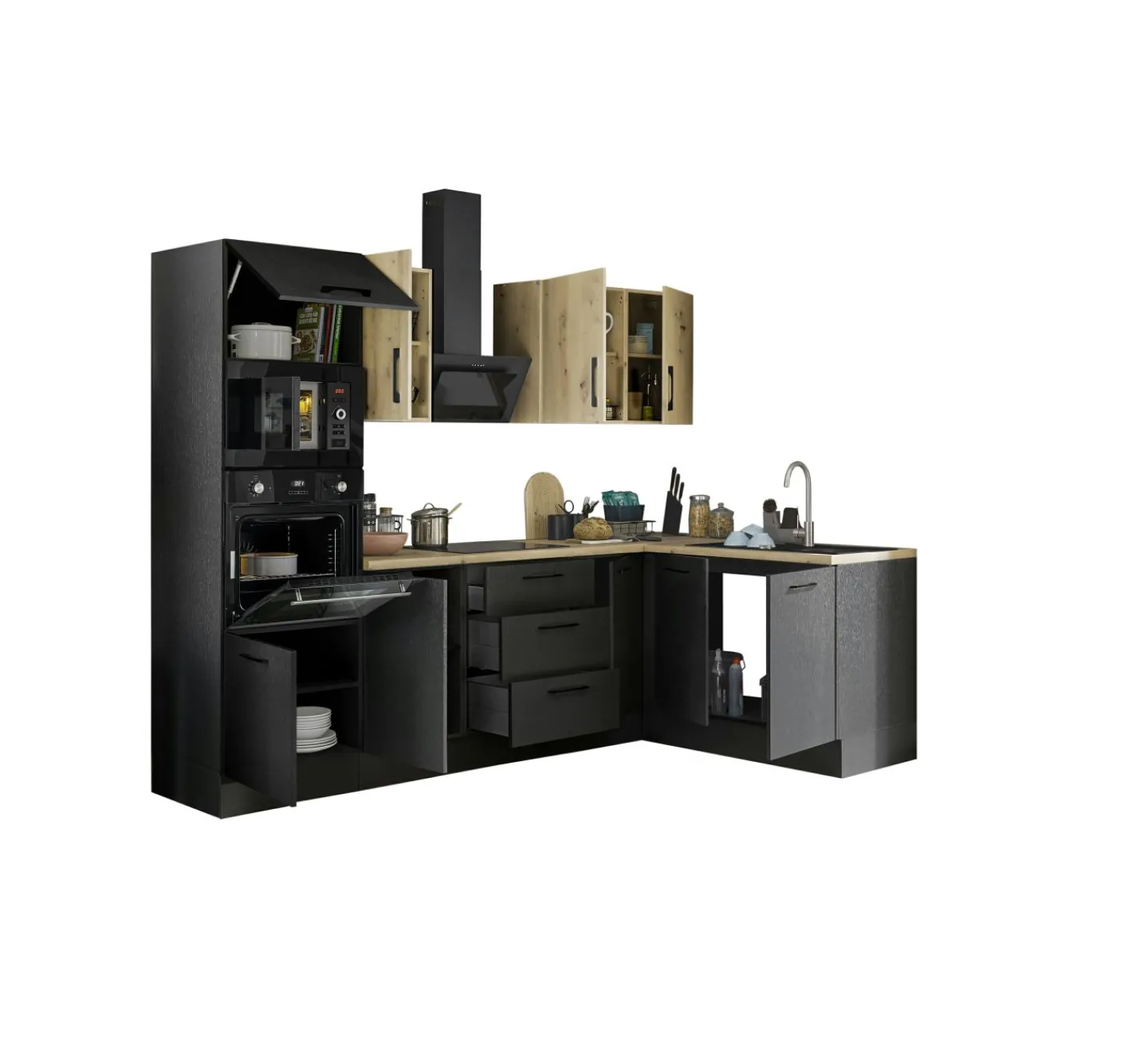 Bega BBK Küchenblock mit E-Geräten CORNWALL (Ecke-Backofen-Mikrowelle) IV* Küchenzeilen Mit Geräten