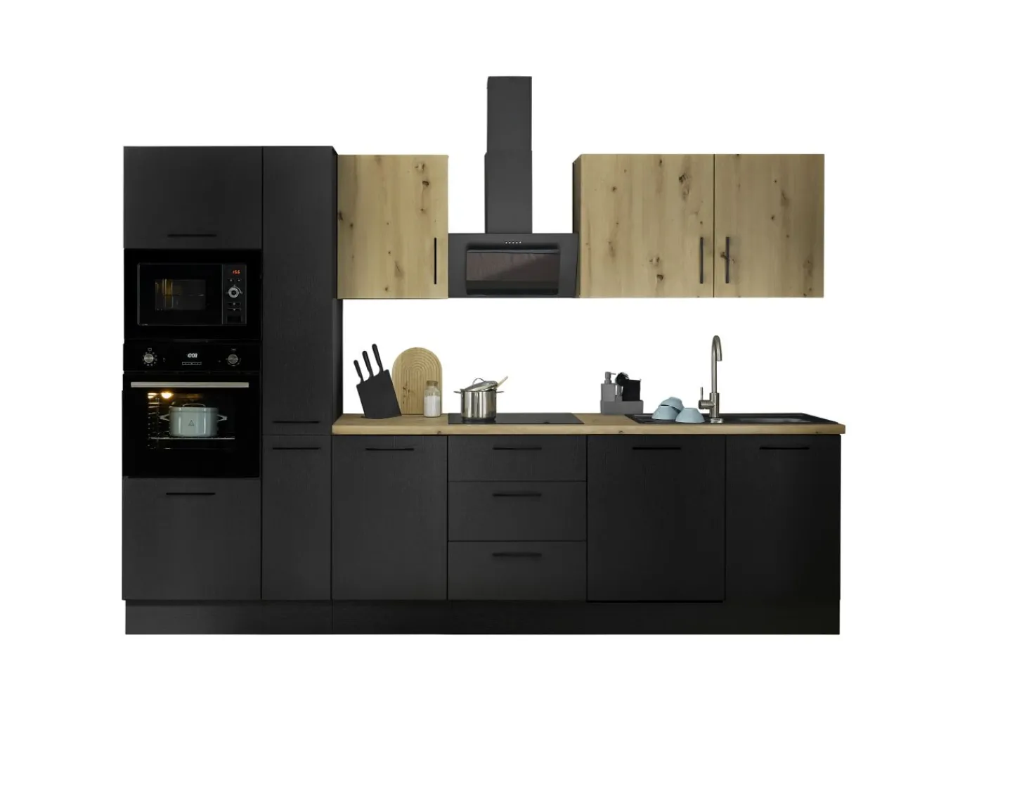 Bega BBK Küchenblock mit E-Geräten CORNWALL (Zeile-Backofen-Geschirrspüler-Mikrowelle-Apotheker) IV* Küchenzeilen Mit Geräten