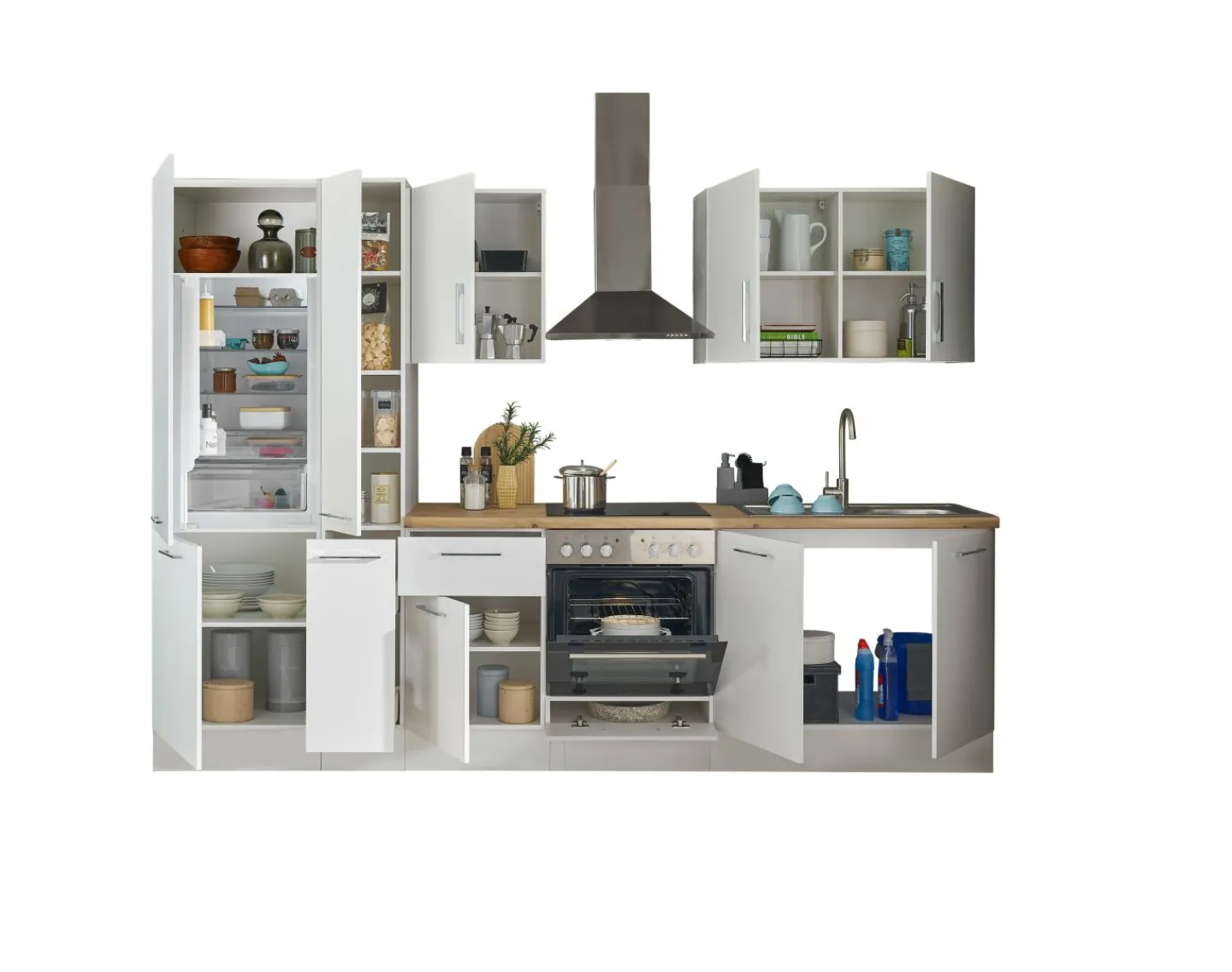 Bega BBK Küchenblock mit E-Geräten CORNWALL (Zeile-Kühlschrank-Apotheker) I* Küchenzeilen Mit Geräten