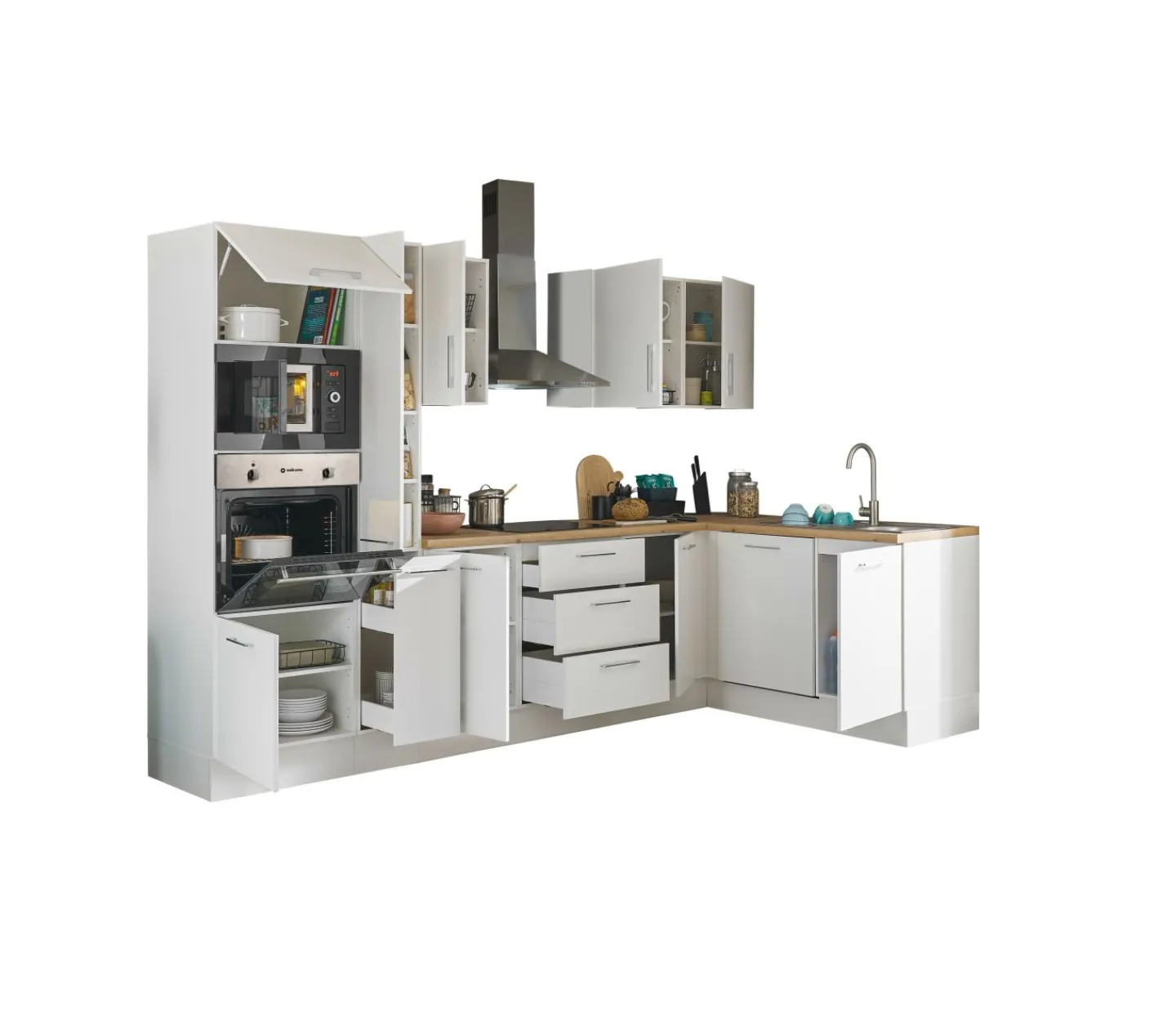 Bega BBK Küchenblock mit E-Geräten CORNWALL (Ecke-Backofen-Geschirrspüler-Mikrowelle) III* Küchenzeilen Mit Geräten