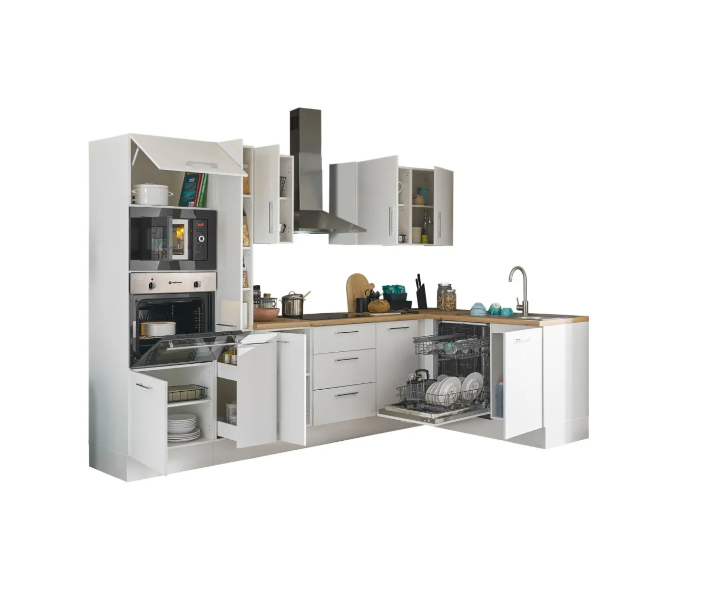 Bega BBK Küchenblock mit E-Geräten CORNWALL (Ecke-Backofen-Geschirrspüler-Mikrowelle) III* Küchenzeilen Mit Geräten