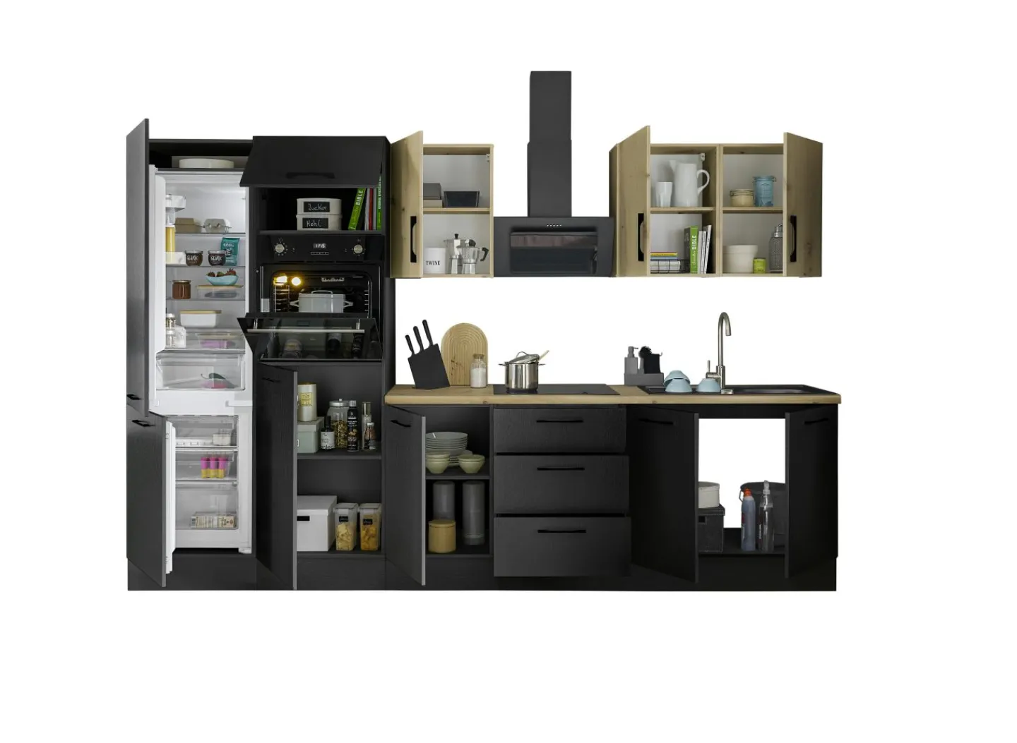 Bega BBK Küchenblock mit E-Geräten CORNWALL (Zeile-Backofen-Kühlschrank) XII* Küchenzeilen Mit Geräten