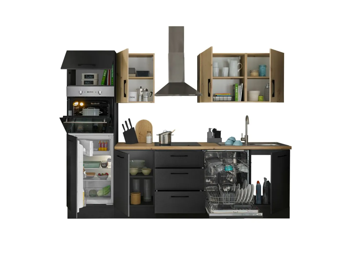 Küchenblock mit E-Geräten CORNWALL (Zeile-Backofen-Kühlschrank) IX