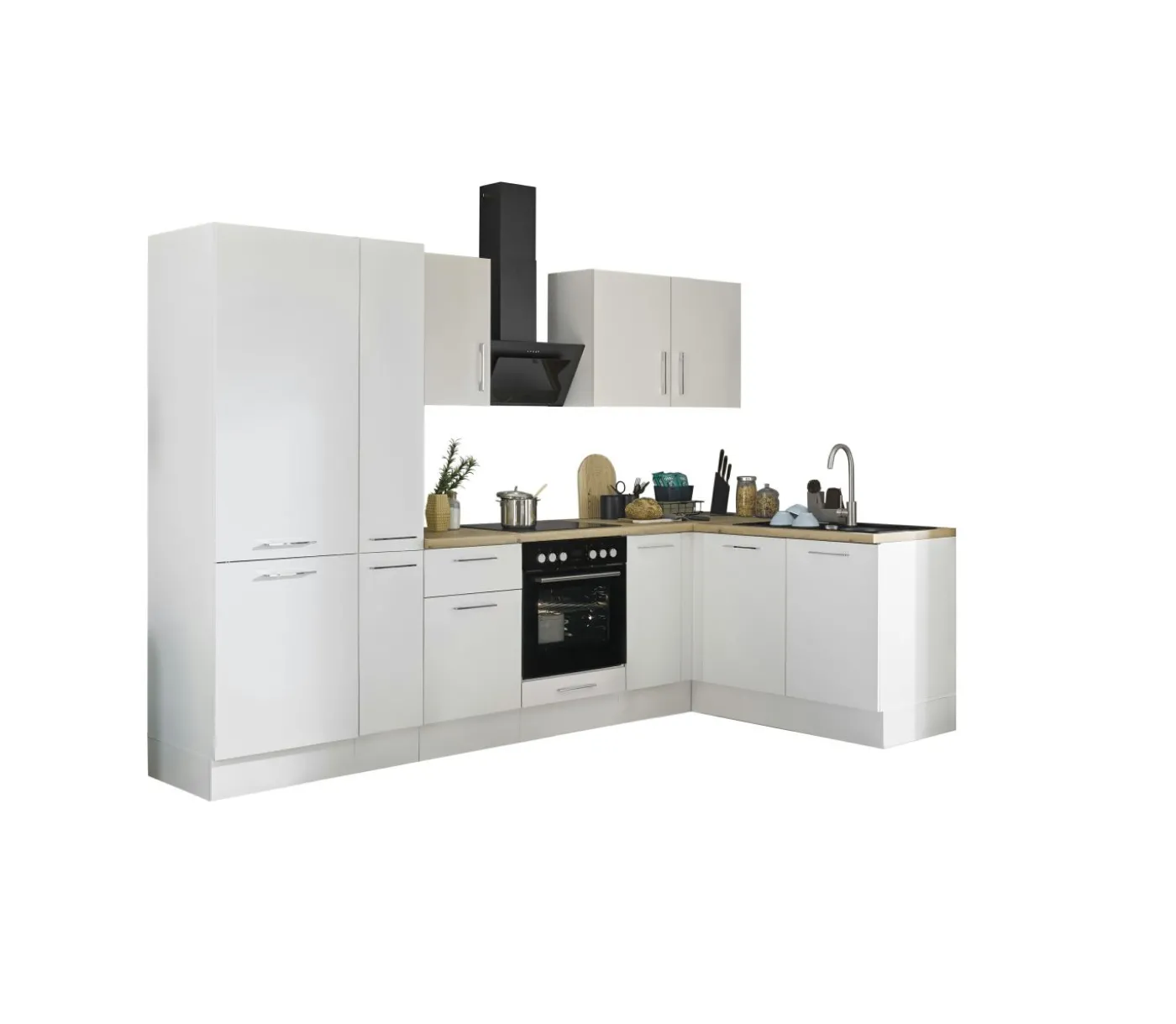 Küchenblock mit E-Geräten CORNWALL (Ecke-Kühlschrank-Apotheker) II