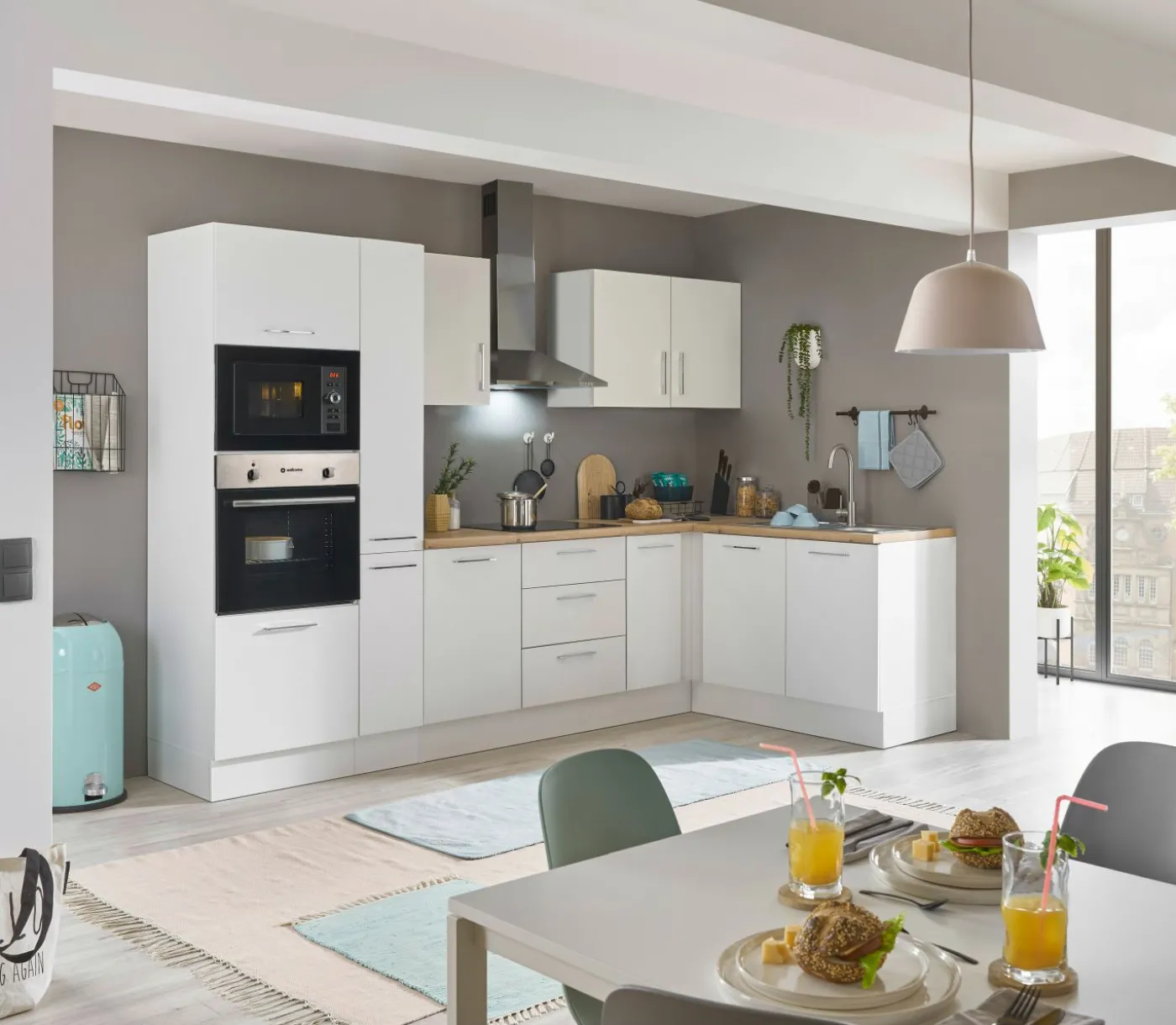 Küchenblock mit E-Geräten CORNWALL (Ecke-Backofen-Mikrowelle-Apotheker) I