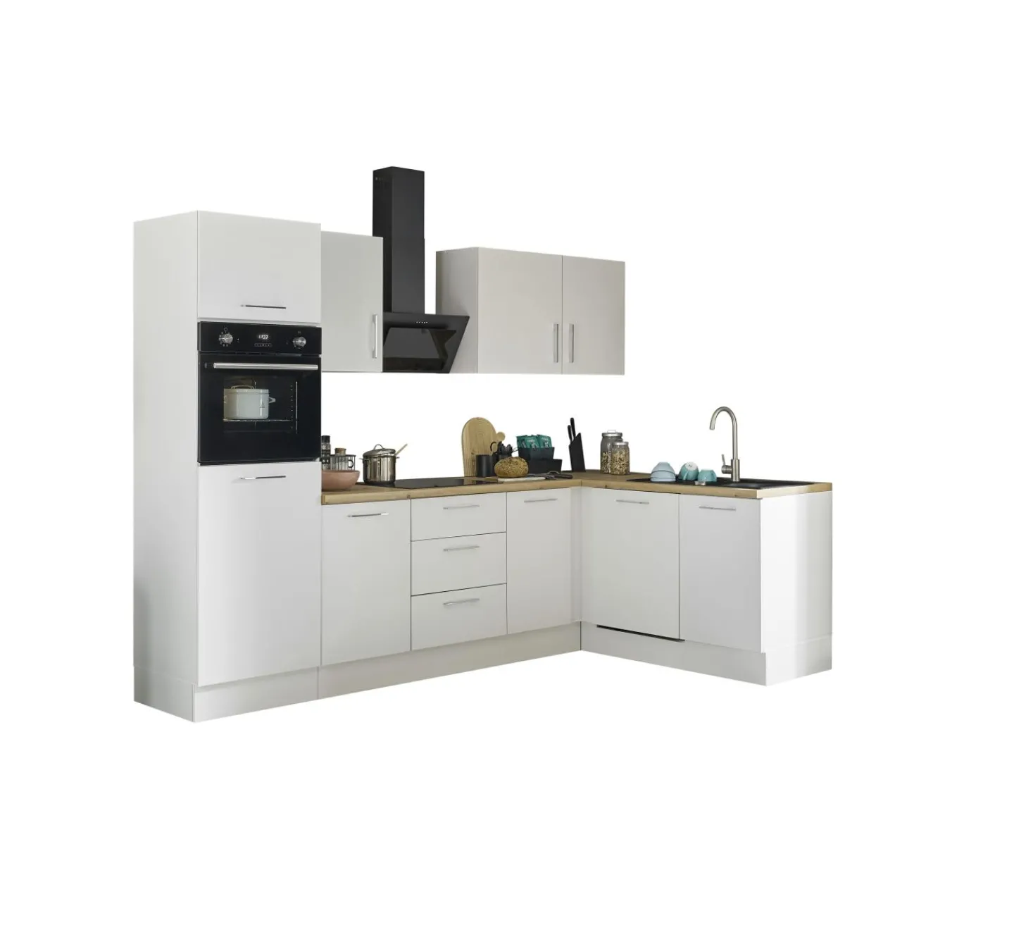 Bega BBK Küchenblock mit E-Geräten CORNWALL (Ecke-Backofen-Geschirrspüler-Kühlschrank) II* Küchenzeilen Mit Geräten