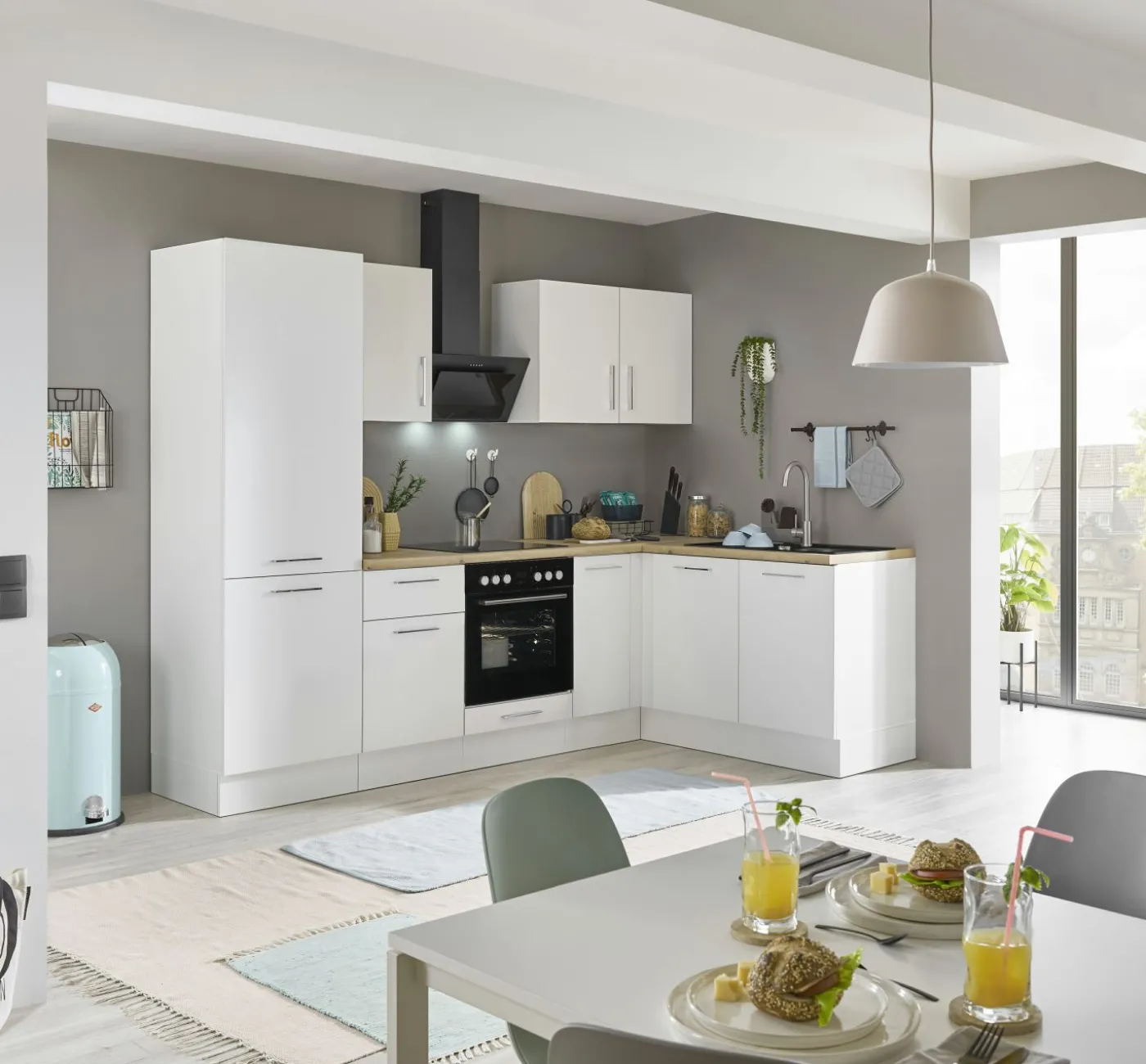 Küchenblock mit E-Geräten CORNWALL (Ecke-Kühlschrank) II