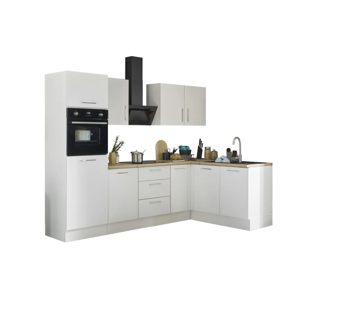 Bega BBK Küchenblock mit E-Geräten CORNWALL (Ecke-Backofen-Kühlschrank) II* Küchenzeilen Mit Geräten
