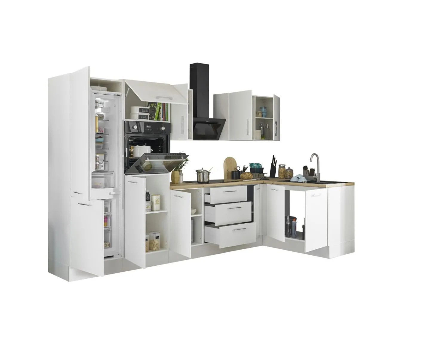 Bega BBK Küchenblock mit E-Geräten CORNWALL (Ecke-Backofen-Kühlschrank) IV* Küchenzeilen Mit Geräten