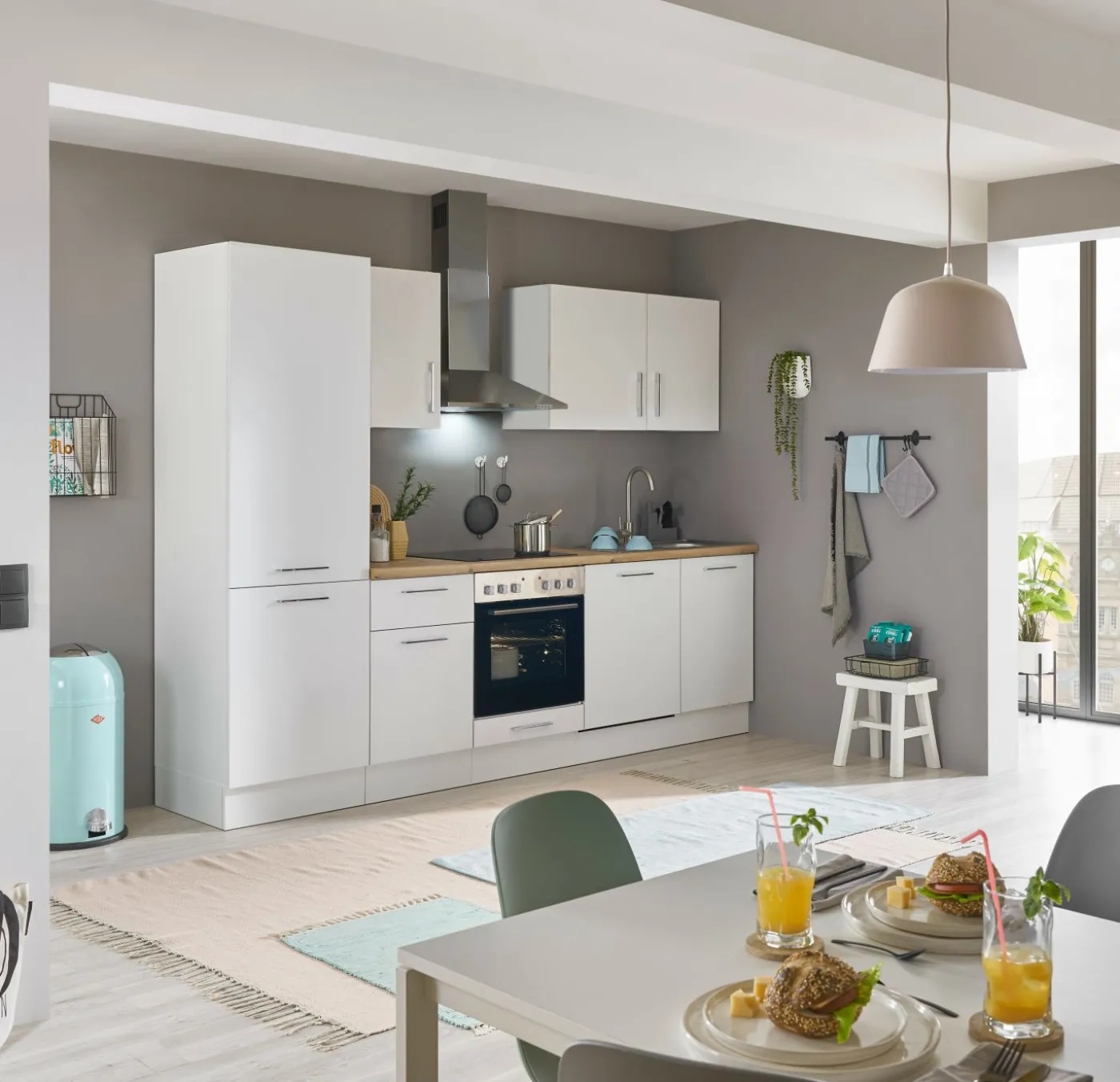 Küchenblock mit E-Geräten CORNWALL (Zeile-Geschirrspüler-Kühlschrank) I