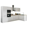 Küchenblock mit E-Geräten CORNWALL (Ecke-Backofen-Geschirrspüler-Kühlschrank-Mikrowelle) I