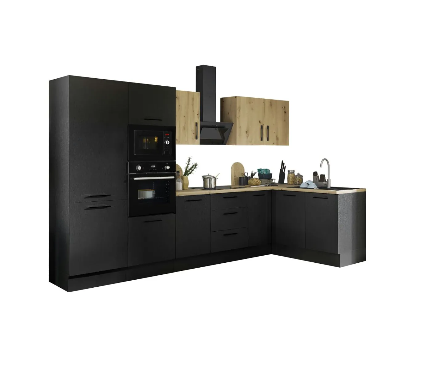 Bega BBK Küchenblock mit E-Geräten CORNWALL (Ecke-Backofen-Kühlschrank-Mikrowelle) IV* Küchenzeilen Mit Geräten