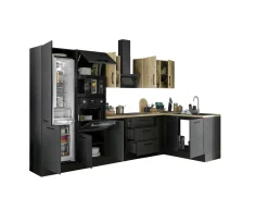 Bega BBK Küchenblock mit E-Geräten CORNWALL (Ecke-Backofen-Kühlschrank-Mikrowelle) IV* Küchenzeilen Mit Geräten