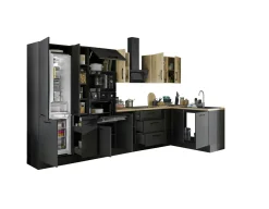 Küchenblock mit E-Geräten CORNWALL (Ecke-Backofen-Kühlschrank-Apotheker) VIII