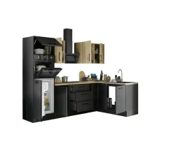 Küchenblock mit E-Geräten CORNWALL (Ecke-Backofen-Kühlschrank) VI