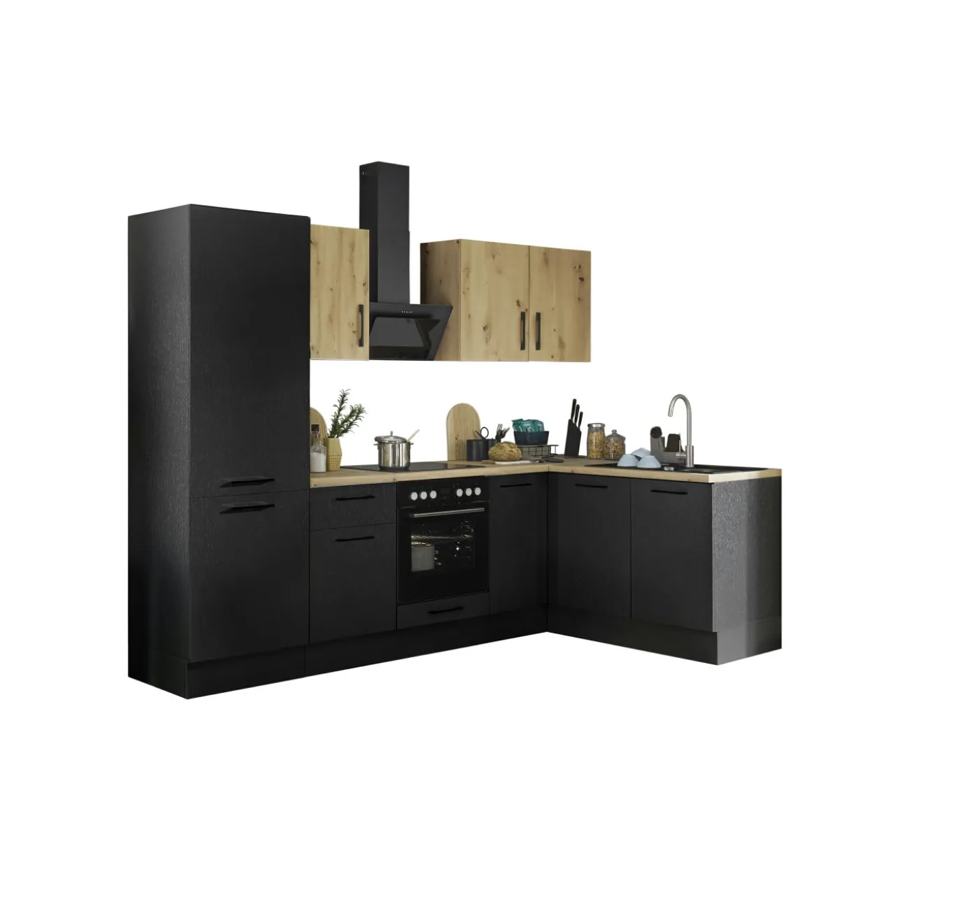 Küchenblock mit E-Geräten CORNWALL (Ecke-Kühlschrank) IV