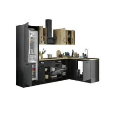 Küchenblock mit E-Geräten CORNWALL (Ecke-Kühlschrank) IV