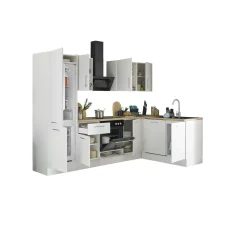 Küchenblock mit E-Geräten CORNWALL (Ecke-Geschirrspüler-Kühlschrank) II