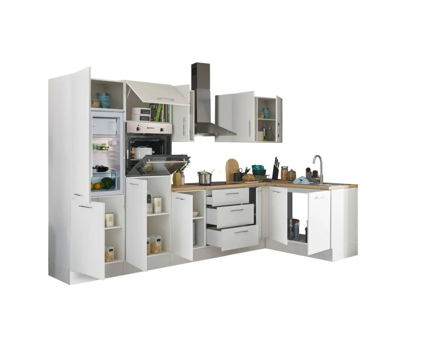Bega BBK Küchenblock mit E-Geräten CORNWALL (Ecke-Backofen-Kühlschrank) III* Küchenzeilen Mit Geräten
