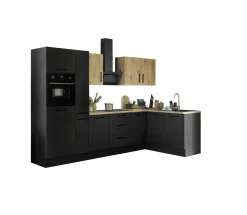Küchenblock mit E-Geräten CORNWALL (Ecke-Backofen-Kühlschrank-Apotheker) VI