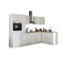 Küchenblock mit E-Geräten CORNWALL (Ecke-Backofen-Kühlschrank-Apotheker) I