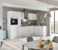 Küchenblock mit E-Geräten CORNWALL (Ecke-Backofen-Kühlschrank-Apotheker) I