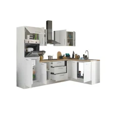 Küchenblock mit E-Geräten CORNWALL (Ecke-Backofen-Kühlschrank) I
