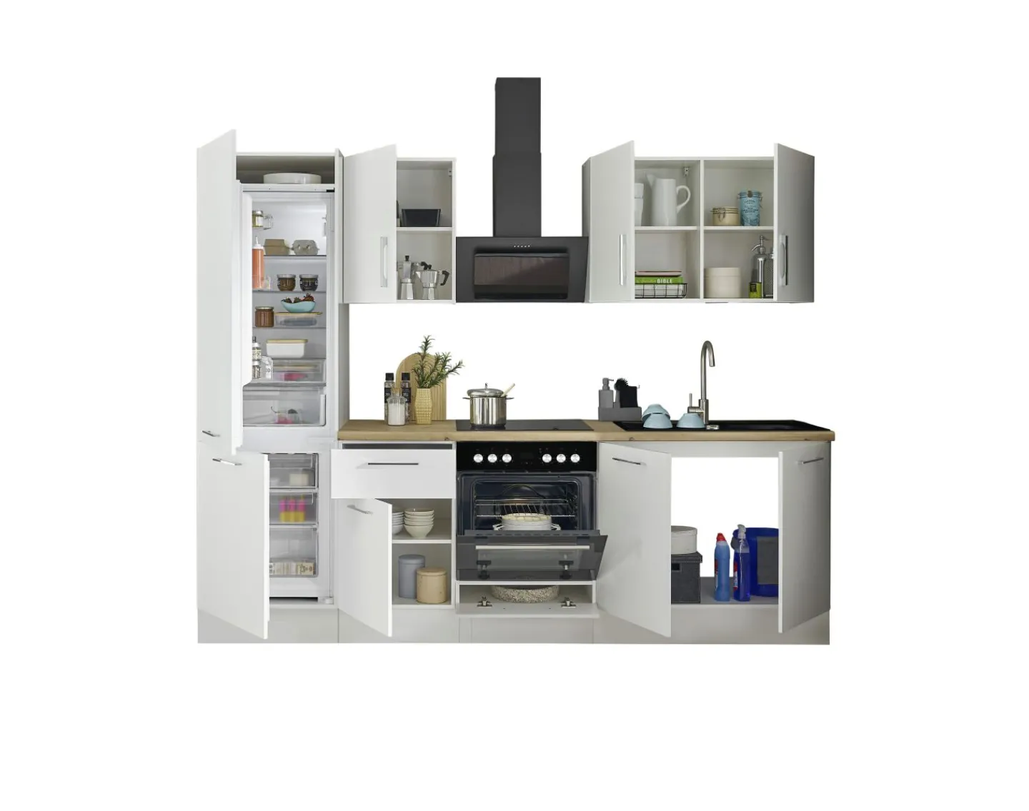 Bega BBK Küchenblock mit E-Geräten CORNWALL (Zeile-Kühlschrank) II* Küchenzeilen Mit Geräten