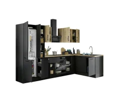 Bega BBK Küchenblock mit E-Geräten CORNWALL (Ecke-Geschirrspüler-Kühlschrank-Apotheker) IV* Küchenzeilen Mit Geräten