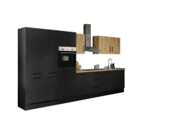 Küchenblock mit E-Geräten CORNWALL (Zeile-Backofen-Geschirrspüler-Kühlschrank-Apotheker) VII