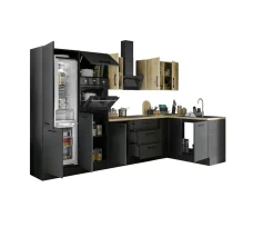 Küchenblock mit E-Geräten CORNWALL (Ecke-Backofen-Kühlschrank) VIII