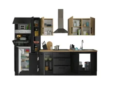 Küchenblock mit E-Geräten CORNWALL (Zeile-Backofen-Kühlschrank-Apotheker) V